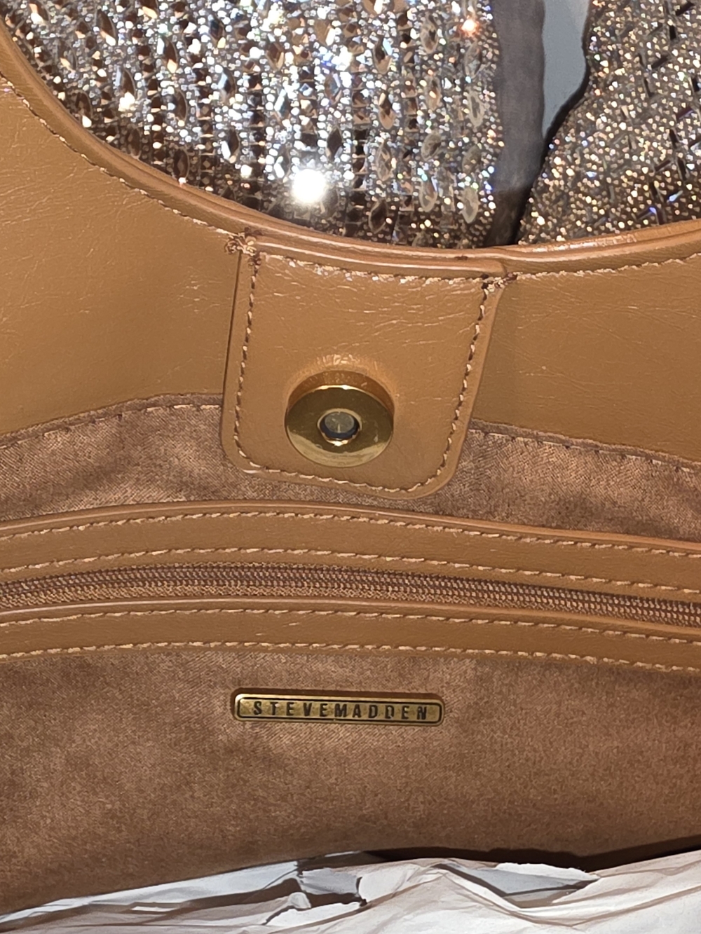 Steve Madden NWT Ochre Bnarel Tan Shoulder Tote Bag MSRP$118 - Picture 7 of 8